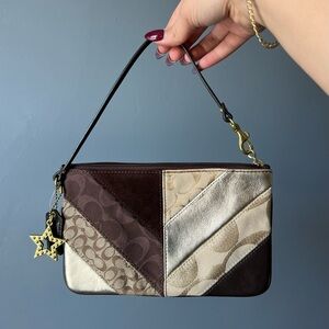 coach chevron patchwork wristlet/clutch